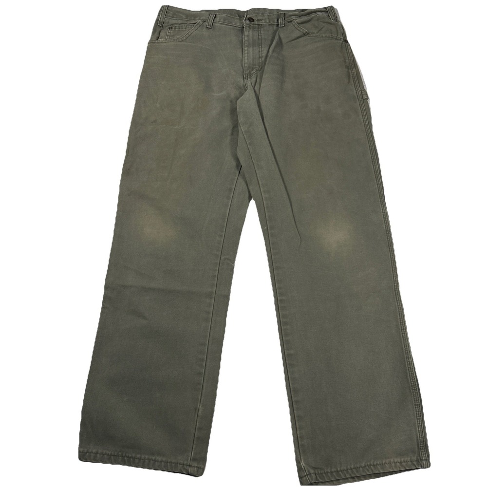 Dickies Carpenter Pants 34x32 Olive Green Skater Baggy Wide Leg Vintage Style